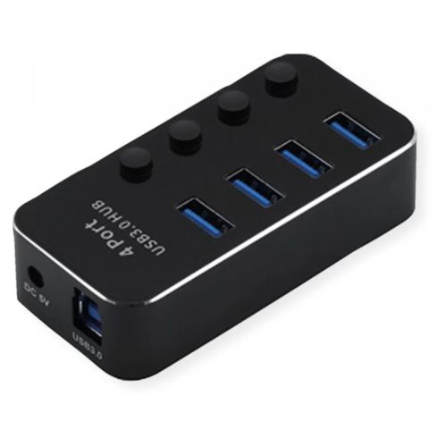 ROLINE USB 3.2 Gen 1 Hub 4 Ports switchable fekete