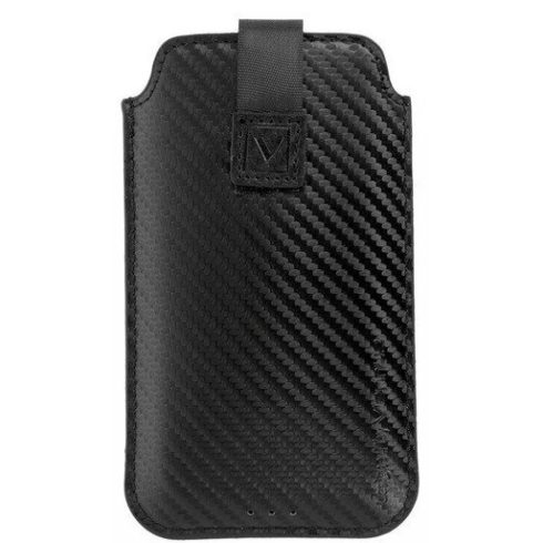Pouch Unierzális bőrhatású tok 6.7" karbon minta fekete