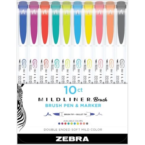 ZEBRA 79501 Mildliner Brush Cool&Refined kettős végű ecset marker készlet 10 db