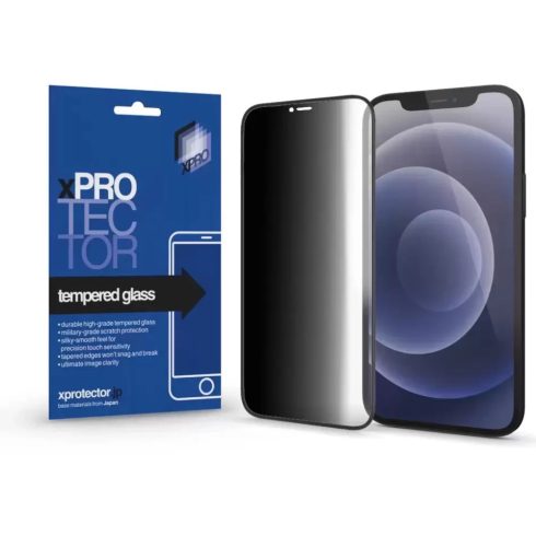 XPRO Tempered Glass 0.33 Full 3D Black (FG) PRIVACY kijelzővédő üveg Apple iPhone 13 / 13 Pro / 14