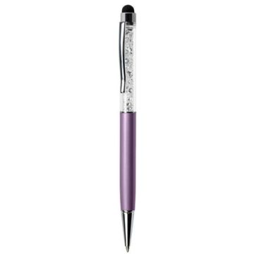   ART CRYSTELLA Golyóstoll orgonalila felül fehér SWAROVSKI kristállyal töltve érintővel 14 cm