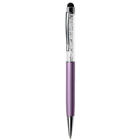 ART CRYSTELLA Golyóstoll orgonalila felül fehér SWAROVSKI kristállyal töltve érintővel 14 cm