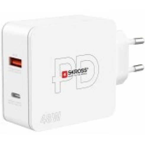 SKROSS 48W-os USB hálózati gyorstöltő USB-C és USB-A csatlakozóval