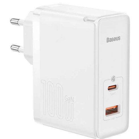 BASEUS GaN Pro Fast Charger C+U 100W EU + 1m cable fehér