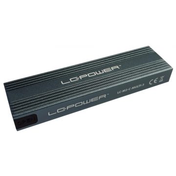   LCPOWER LC-M2-C-MULTI-3 NVME / SATA M.2 Külső ház USB 3.1 Type C fekete