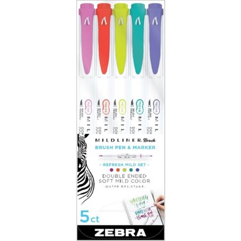 ZEBRA 79405 Mildliner Brush Refresh kettős végű ecset marker készlet 5 db