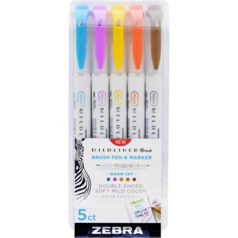 ZEBRA 79305 Mildliner Brush Warm kettős végű ecset marker készlet 5 db