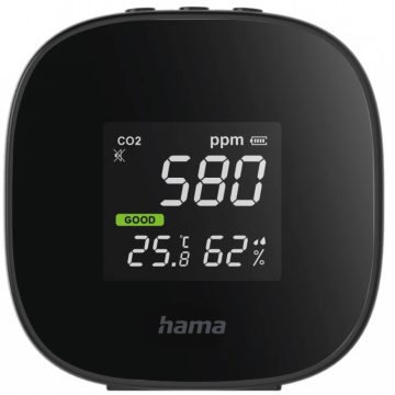   HAMA 186434 Levegőminőség mérő széndioxid / hő / páratartalom fekete