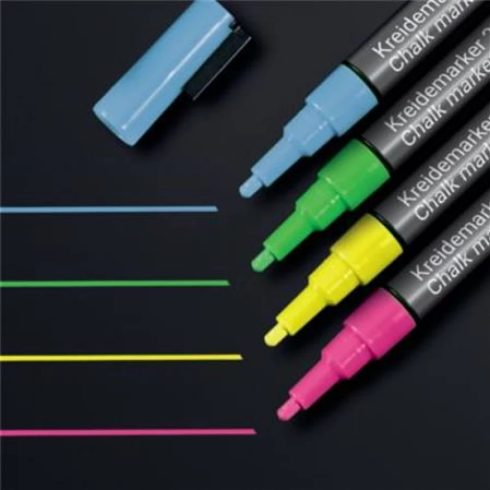 SIGEL Folyékony krétamarker készlet kúpos hegy 1-2 mm 4 különböző szín