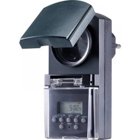 BASETECH BT-2106308 Digitális konnektoros heti időkapcsoló óra 1800 W IP44 visszaszámláló véletlen kapcsolás