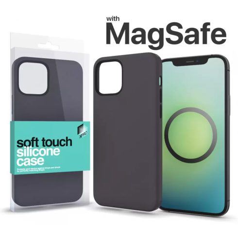 XPRO MagSafe rögzítésű Soft Touch Silicone Case Apple Iphone 14 Pro Max fekete