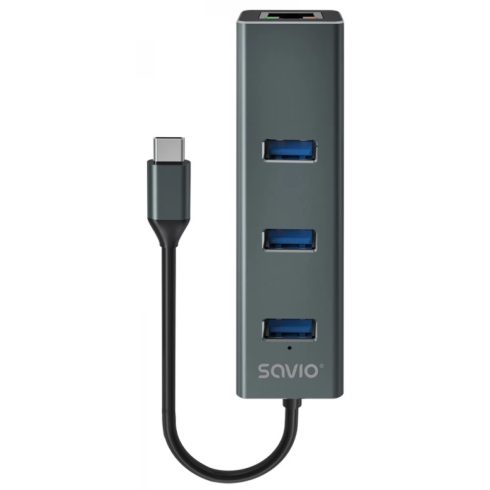 SAVIO 3-port USB-C hub with RJ-45 adapter AK-57