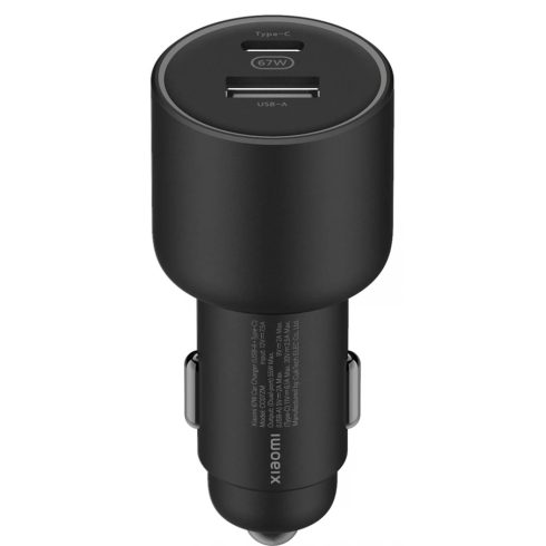 XIAOMI Mi Autós töltő USB+USB-C 67W fekete