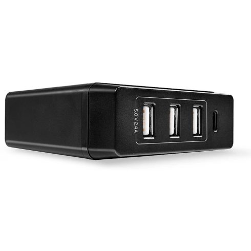 LINDY 4 Port USB Type C & A Smart Charger with Power Delivery 72W fekete