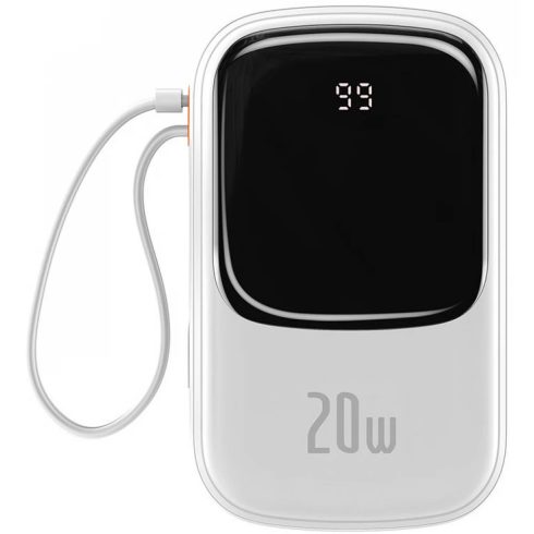 BASEUS Qpow Pro Power Bank 20000mAh 20W USB-C + USB-C kábel fehér