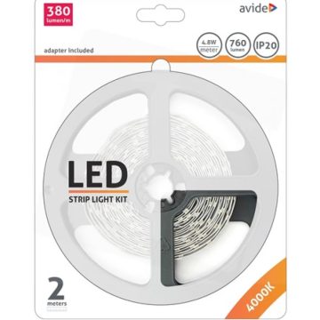   AVIDE ABLSBL12V2835-60NW LED Szalag Bliszter 12V 4.8W 4000K 2m