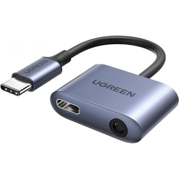   UGREEN USB 2.0 Type C USB 2.0 Type C + Jack Átalakító Szürke 10cm 6957303861644