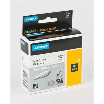   DYMO Feliratozógéphez zsugorcső 12 mm x 1.5 m Rhino fehér-fekete