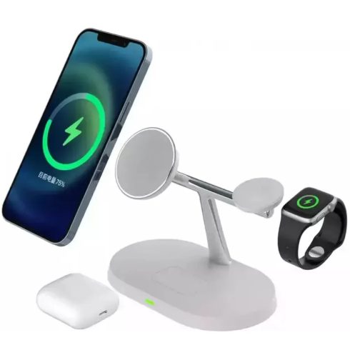XPRO 3in1 MagSafe QI Vezeték nélküli töltőállvány QC 15W fehér
