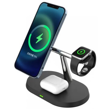   XPRO 3in1 MagSafe QI Vezeték nélküli töltőállvány QC 15W fekete