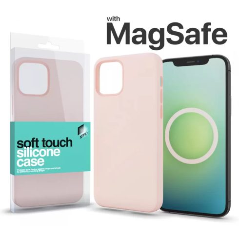 XPRO Soft Touch MagSafe szilikon tok iPhone 14 Pro Max púder rózsaszín