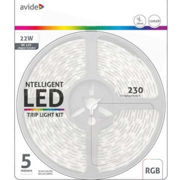   AVIDE ABLSBL12V5050-30RGB-IC65 LED Szalag Bliszter 12V 7.2W SMD5050 30LED RGB IP65 5m + Prg.távirányító