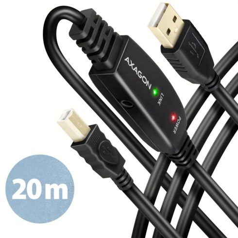 AXAGON USB Összekötő Fekete 20m ADR-220B