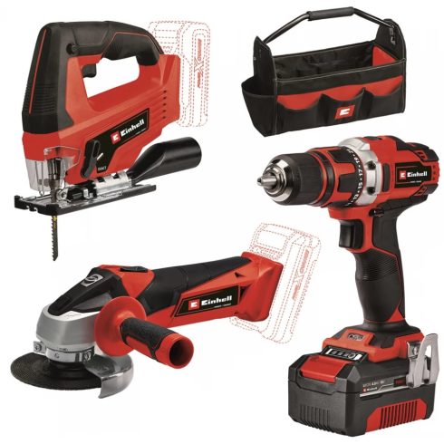 EINHELL TE-TK 18/3 Li Kit (JS+CD+AG) akkumulátoros szerszámgép szett