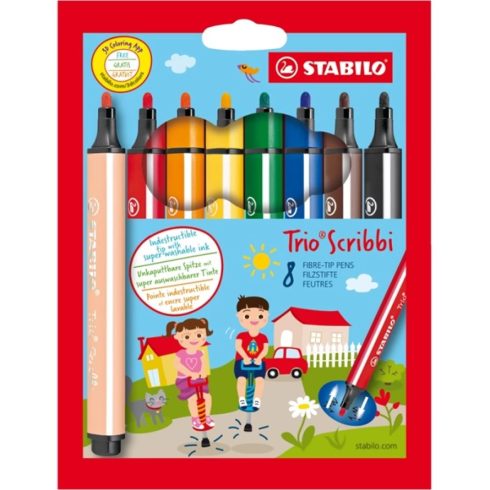 STABILO Trio Scribbi Filctoll készlet 1.5-2 mm rugós hegy 8 különböző szín