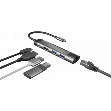   NATEC Fowler Go USB-C 3.0 UTP Átalakító 3x USB-A 1x USB-C szürke