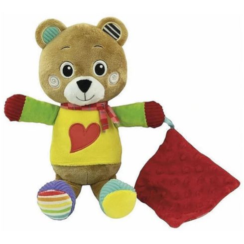 CLEMENTONI Baby Plüss Bob maci rongyi kendővel