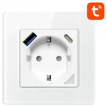 Avatto N-WOT10-USB-W Smart WiFi fali aljzat USB USB-C fehér