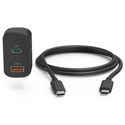 HAMA FIC E3 Autós töltő 1xUSB 1xUSB-C 65W fekete