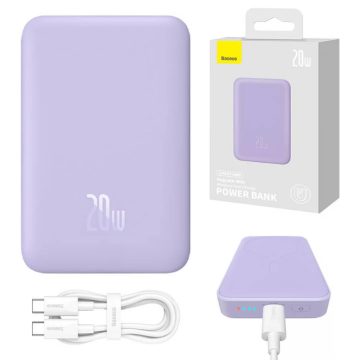 BASEUS Magnetic Mini Power Bank 10000mAh 20W lila