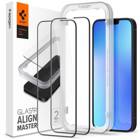SPIGEN GlastR Alginmaster Full kijelzővédő üveg iPhone 13/13 Pro/14 fekete 2db