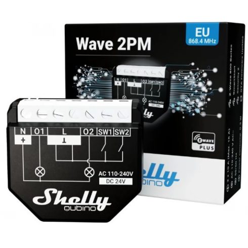 SHELLY ALL-REL-WAVE2PM Qubino Wave 2PM két áramkörös fogyasztásmérős okosrelé fekete