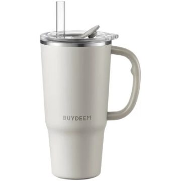 BUYDEEM DS57 Thermo bögre szívó szálal 700ml Zab fehér