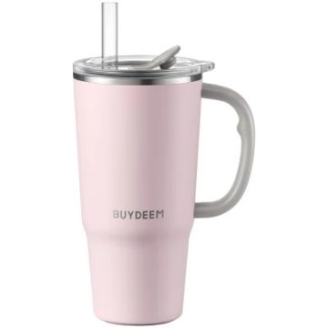 BUYDEEM DS57 Thermo bögre szívó szálal 700ml rózsaszín