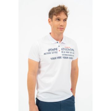   BUDMIL Modern fit galléros póló Férfi M fehér 20730265-001251-0399