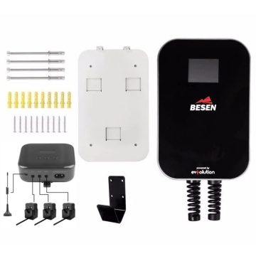   BESEN Type2 Elektromos autó fali töltő kábellel APP vezérléssel 22 kW 32A 3fázis 6m DLB RED