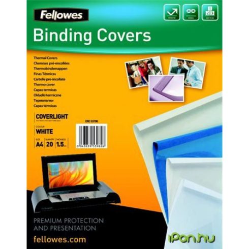 FELLOWES Hőkötőborító3 mm 170 g 11-32 lap matt A4 Coverlight fehér