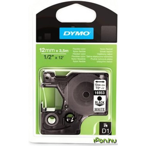 DYMO Feliratozógép szalag flexibilis nejlon 12 mm x 35 m D1 fehér-fekete
