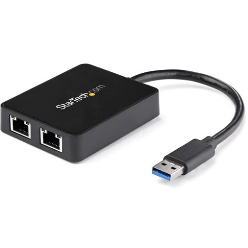 STARTECH USB 3.0 to Dual Port Gigabit Ethernet Adapter NIC w/ USB Port 1Gbps