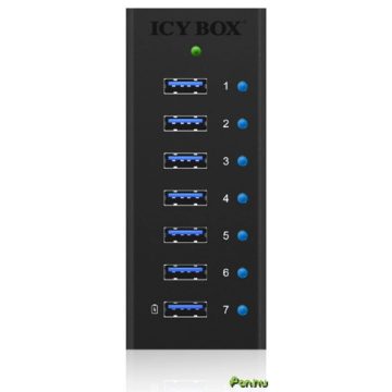   ICY BOX IB-AC618 Active 7-Port USB 3.0 Hub in a robust aluminum enclosure