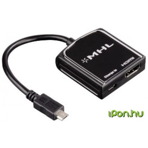HAMA MHL HDMI Töltő/adatkábel Fekete 10cm 54510